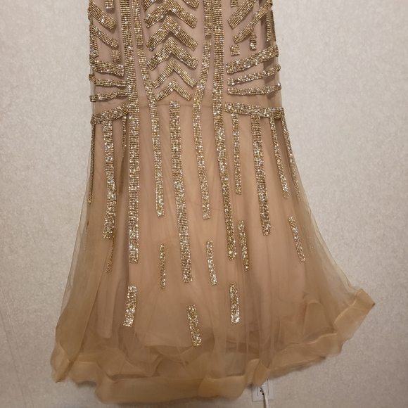 PARTY GOLD LONG DRESS WITH RHINESTONE SIZE 2XL - Picture 7 of 16